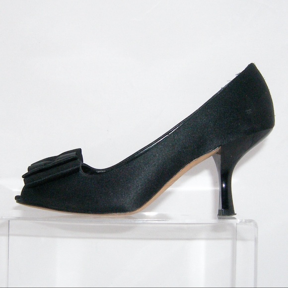 Glint Shoes Glint Black Satin Square Toe Ruffle Evening